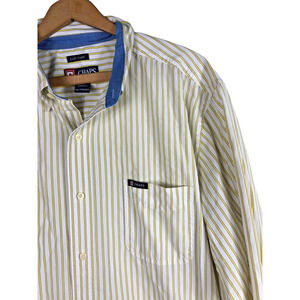Chaps Ralph Lauren 2XL Button Down Shirt White Yellow Stripe Long Sleeve Preppy